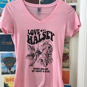 Pink Hot Topic Halsey V-neck Tee